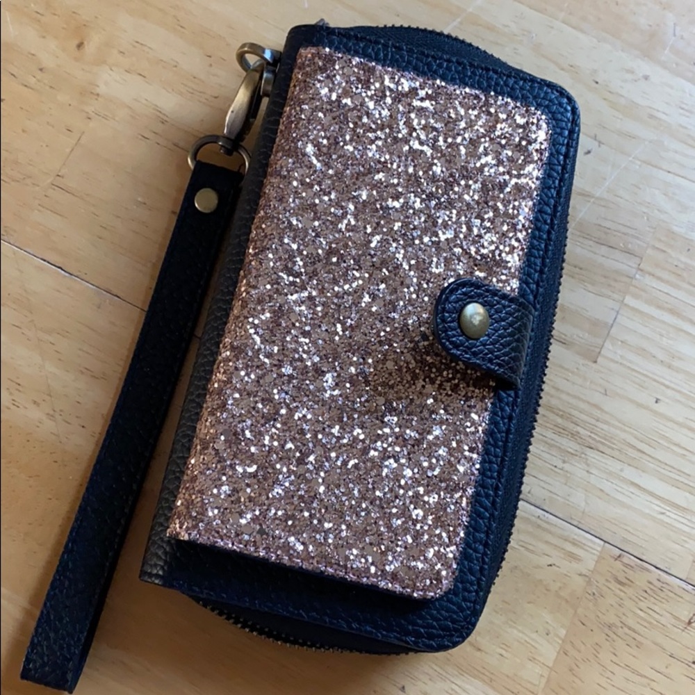 Mahalo gold glitter wallet iphone case